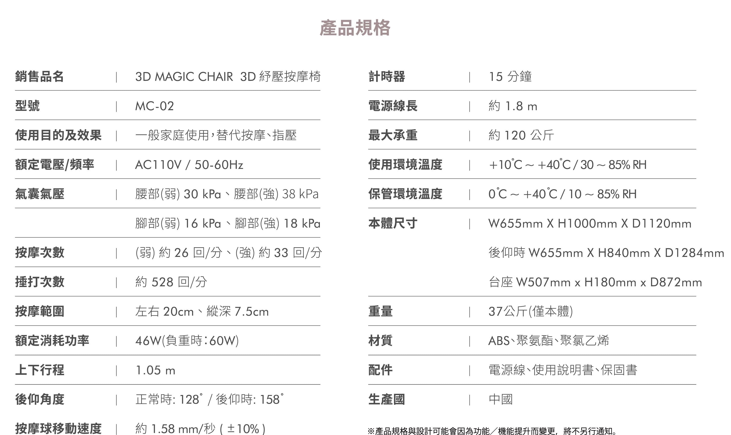 MC-02 3D 紓壓按摩椅